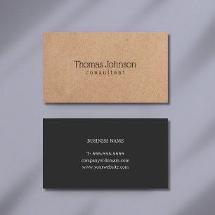 Modern Elegant PRINTED Kraft Dark Grey Consultant Business Card