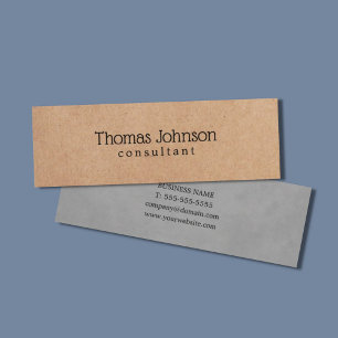 Modern Elegant PRINTED Kraft Grey Consultant Mini Business Card