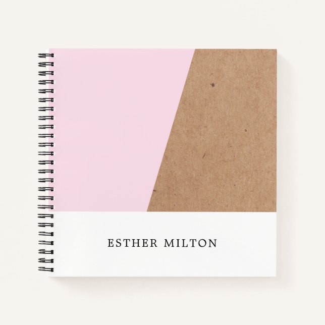 Modern Elegant Printed Kraft Rose Geometric Notebook (Front)