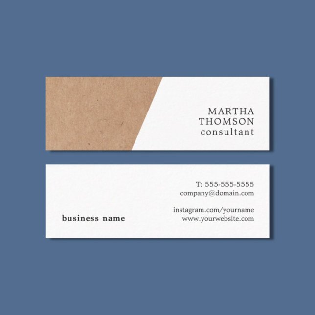 Modern Elegant Printed Kraft White Consultant Mini Business Card (Creator Uploaded)