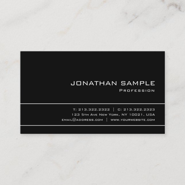 Modern Elegant Professional B&W Simple Plain Business Card (Front)