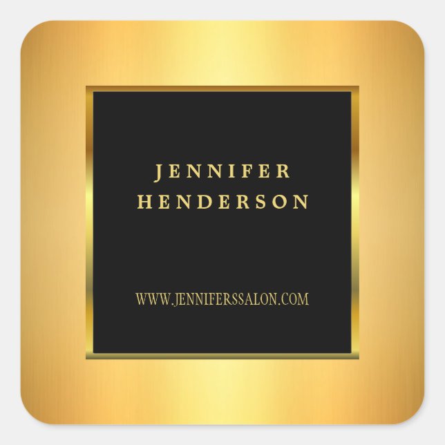 Modern elegant professional black and gold square sticker (Front)