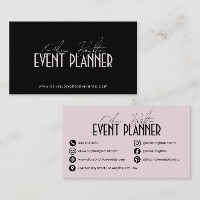 Modern Elegant Professional Event Planner Business Card (Front/Back)