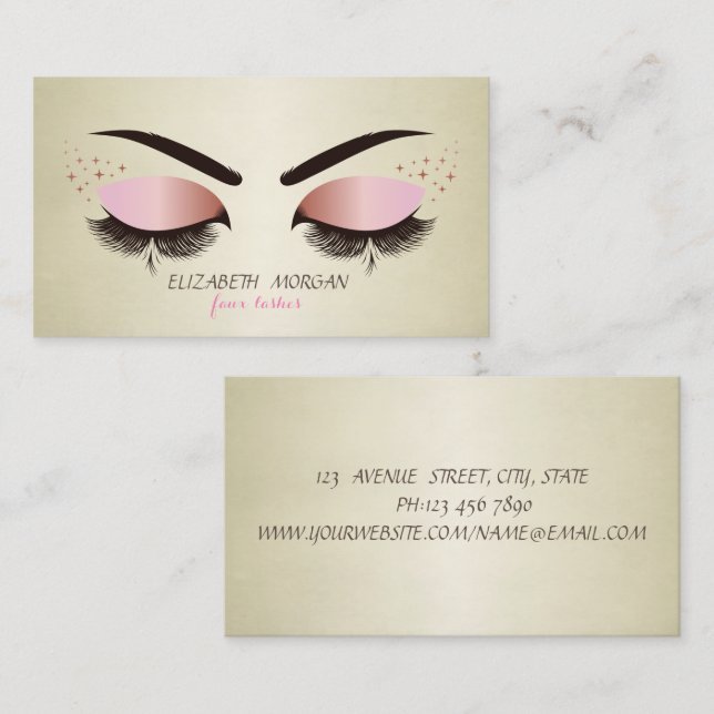 Modern Elegant Professional Faux Lashes Business Card (Front/Back)