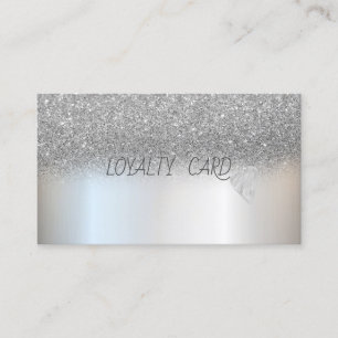 Modern Elegant Professional Glitter Silver Hearts Loyalty Card