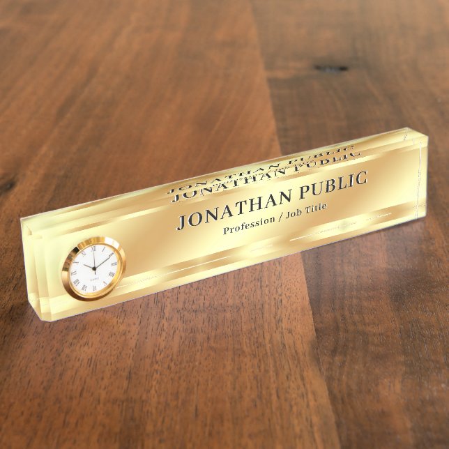 Modern Elegant Professional Gold Look Luxury Nameplate (Side)