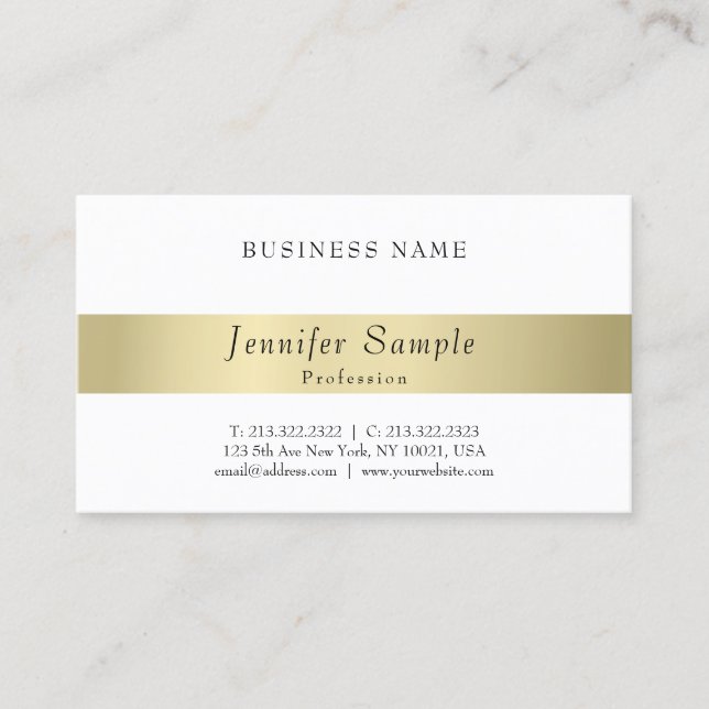 Modern Elegant Professional Gold Look Minimalistic Business Card (Front)