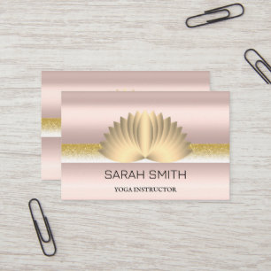 Modern Elegant Professional golden, lotus flower Business Card