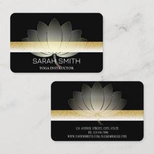 Modern Elegant Professional golden, lotus flower Business Card