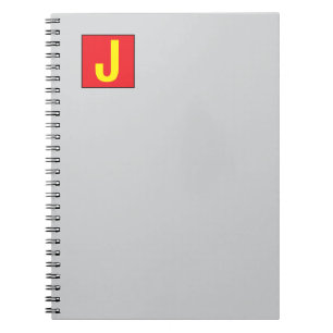Modern Elegant Professional Monogram Red Yellow Notebook