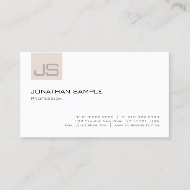Modern Elegant Professional Monogram Simple Plain Business Card (Front)