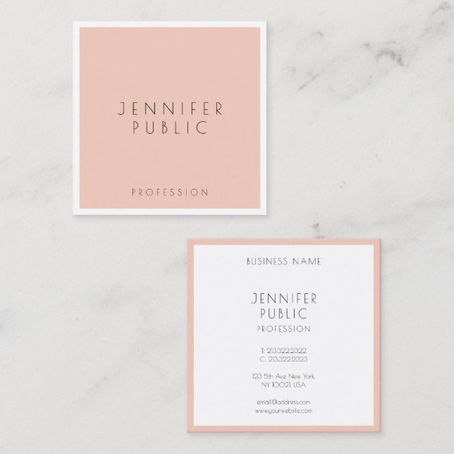 Modern Elegant Professional Personalised Template Square Business Card (Front/Back)