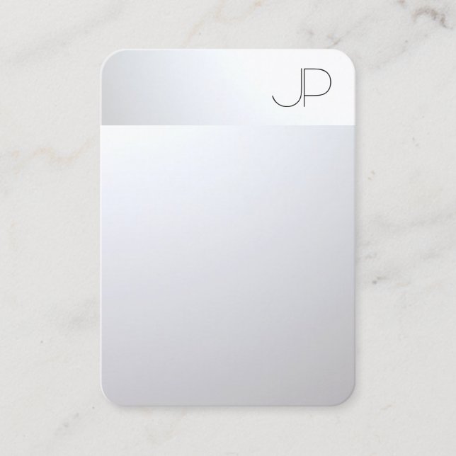 Modern Elegant Professional Silver Look Mighty Business Card (Front)