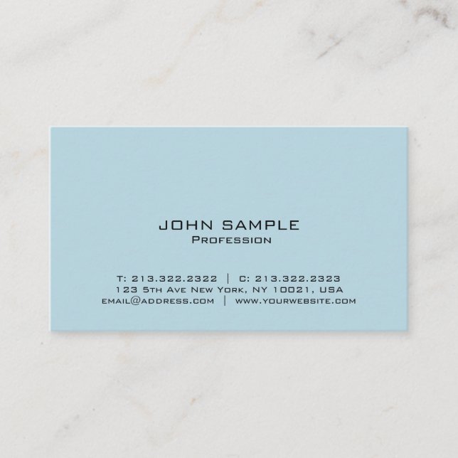 Modern Elegant Professional Simple Blue Design Business Card (Front)