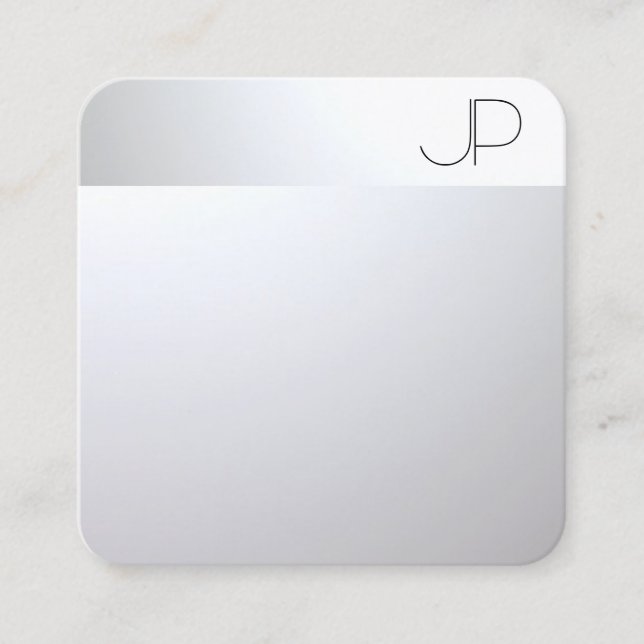 Modern Elegant Professional Template Silver Look Square Business Card (Front)