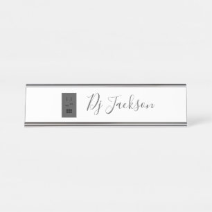 Modern Elegant Professional Two-Tone DJ Desk Name Plate