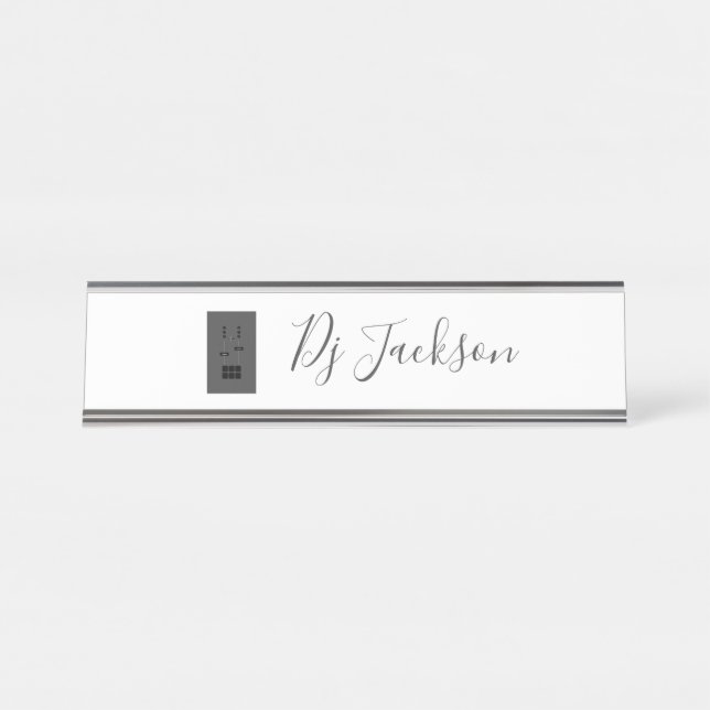 Modern Elegant Professional Two-Tone DJ Desk Name Plate (Front)
