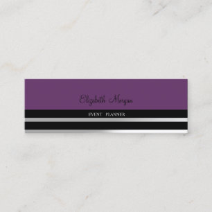 Modern Elegant Professional , Violet, Striped Mini Business Card