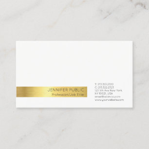 Modern Elegant Professional White Gold Plain Business Card