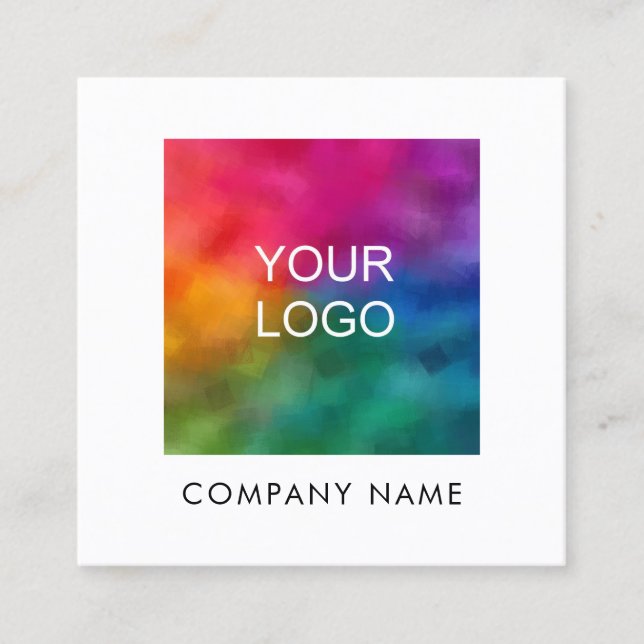 Modern Elegant Professional Your Company Logo Squa Square Business Card (Front)