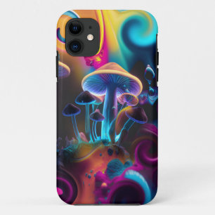 MODERN ELEGANT PSYCHEDELIC ARTISTIC MUSHROOM  iPhone 11 CASE