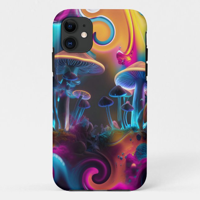 MODERN ELEGANT PSYCHEDELIC ARTISTIC MUSHROOM  Case-Mate iPhone CASE (Back)