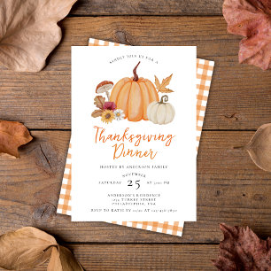Modern Elegant Pumpkin Thanksgiving Dinner Invitation
