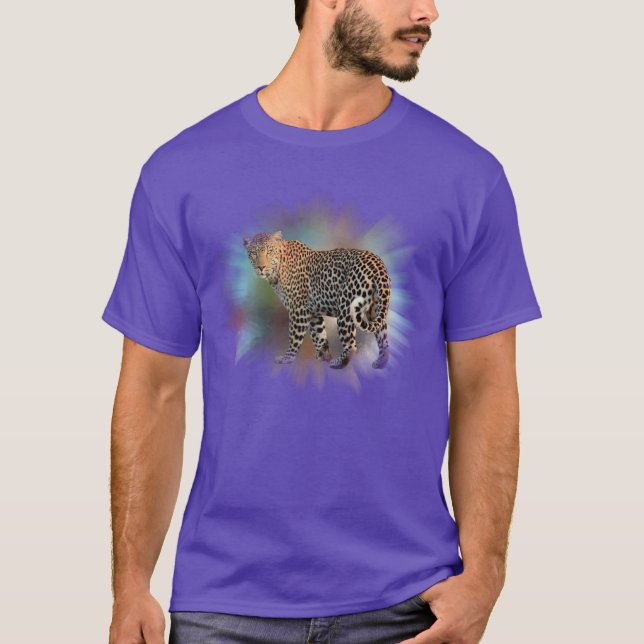 Modern Elegant Purple Colour Template Leopard T-Shirt (Front)