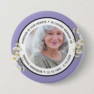 Modern Elegant Purple Floral In Loving Memory of  7.5 Cm Round Badge
