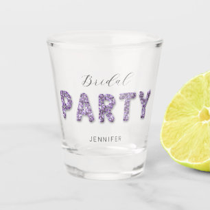 Modern Elegant Purple Glitter Bridal Shower Party Shot Glass