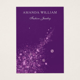 Modern elegant purple glitter earring display card