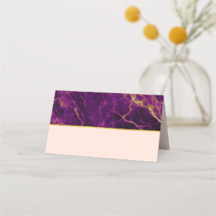 Modern Elegant Purple & Gold Abstract Marble Place Card