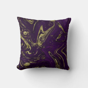 Modern Elegant Purple & Gold Marble Swirl  Cushion