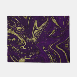 Modern Elegant Purple & Gold Marble Swirl Doormat