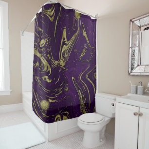Modern Elegant Purple & Gold Marble Swirl  Shower Curtain