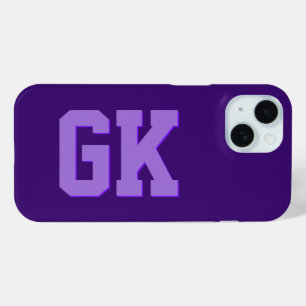Modern Elegant Purple Monogram Initials iPhone 15 Case