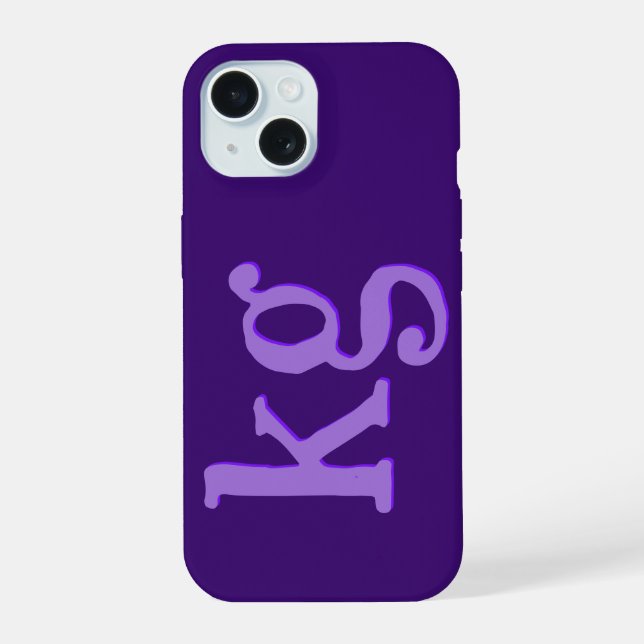 Modern Elegant Purple Monogram Initials iPhone 15 Case (Back)