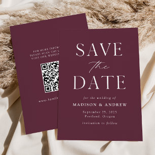 Modern Elegant Purple QR Code Save The Date