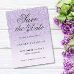 Modern Elegant purple Save the Date Quinceanera<br><div class="desc">Modern and elegant purple lavender violet ombre glitter script save the date card quinceanera featuring black modern calligraphy. Stylish and unique custom design.</div>
