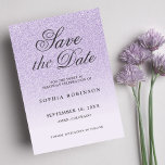 Modern Elegant purple Save the Date Sweet 16<br><div class="desc">Modern and elegant purple glitter ombre script save the date card sweet sixteen birthday party featuring black modern calligraphy. Stylish and unique custom design.</div>