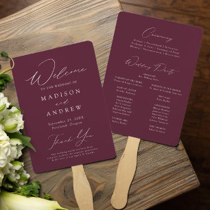 Modern Elegant Purple Wedding Program Hand Fan