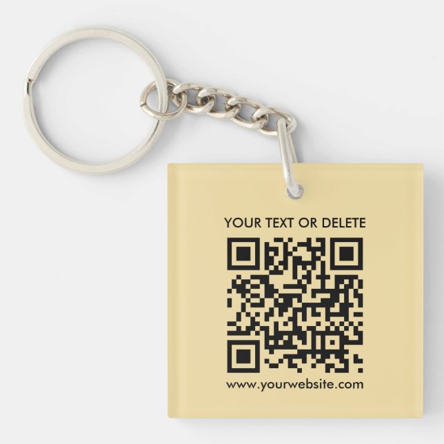 Modern Elegant QR Code Gold Double Sided Square Key Ring (Front)