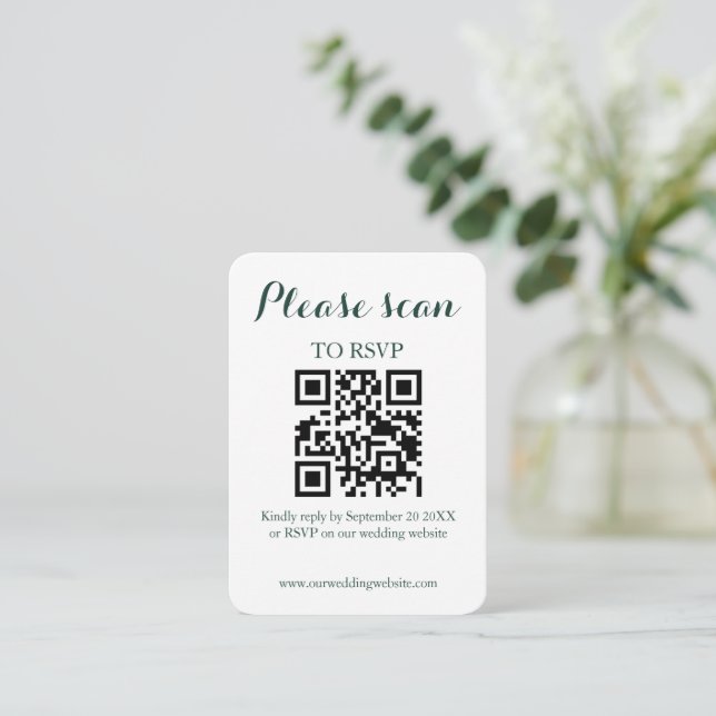 Modern Elegant QR Code & RSVP Wedding Enclosure Card (Standing Front)