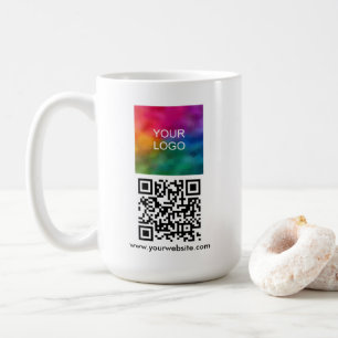Modern Elegant QR Code Upload Logo Template Coffee Mug