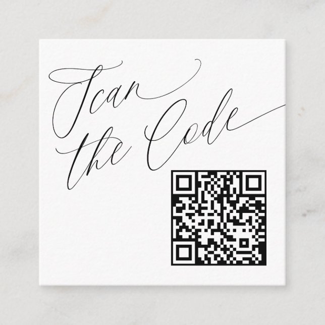 Modern Elegant QR Code Wedding Website Enclosure Card (Front)