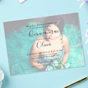 Modern Elegant Quinceanera 15th Birthday Photo Acrylic Invitations