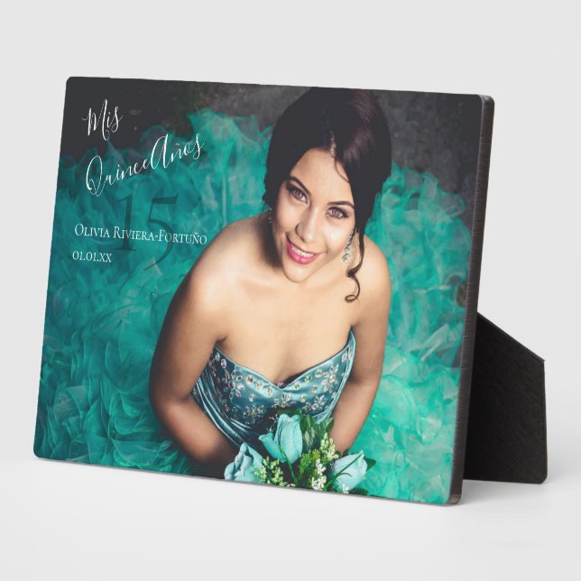 Modern Elegant Quinceanera 15th Birthday Photo Plaque (Side)