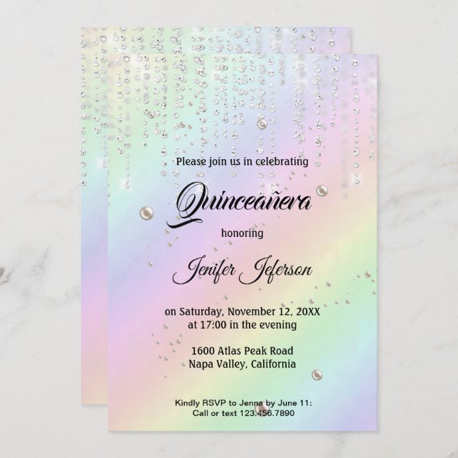 Modern elegant Quinceanera Invitation (Front/Back)
