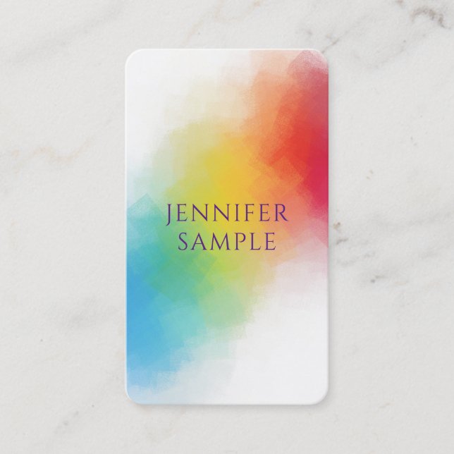 Modern Elegant Rainbow Colours Custom Template Business Card (Front)