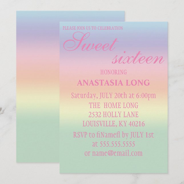 Modern, Elegant Rainbow Save The Date (Front/Back)